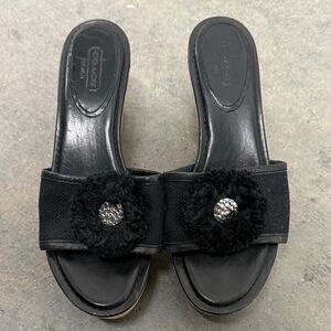 Coach Black Women's Mules with Floral Accent